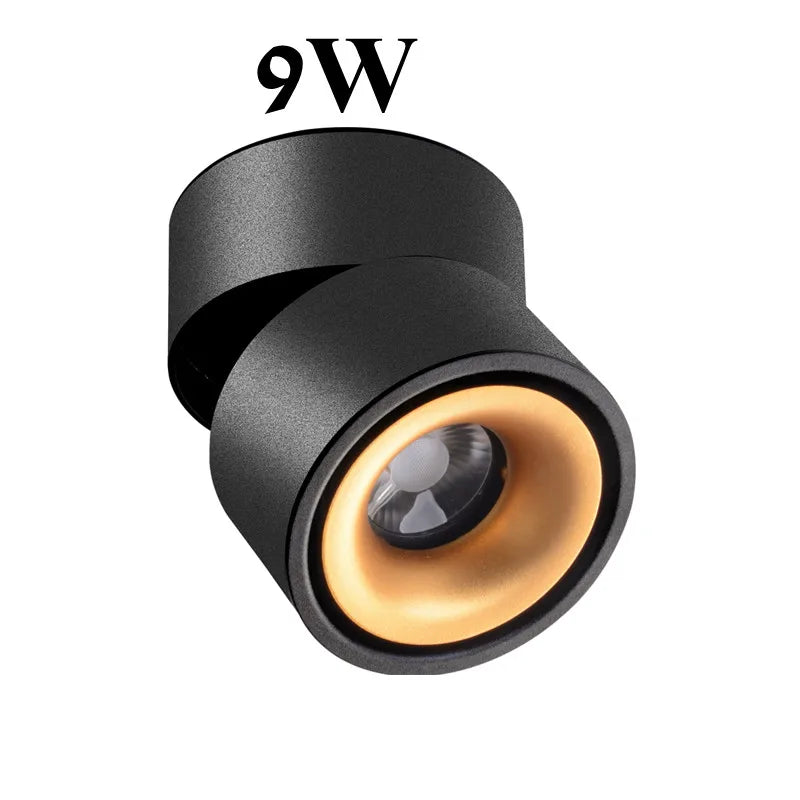 Foldable 360° Rotatable Dimmable COB LED Surface Downlight 7W-16W Double-Head to 32W Black