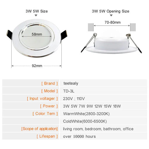 10-Pack LED Recessed Downlight 3W 5W 7W 9W 12W 15W 18W Epistar 120° AC 110-240V 30,000hr