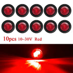 LED Side Marker Light 3-LED 1W 300lm DC 10-30V 12V 24V 5 Colors 10-Pack Truck Trailer