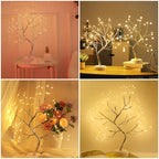 LED Mini Christmas Tree Night Light Copper Wire Adjustable Branches USB or Battery Powered Touch Switch 24.4 inch Bedroom Decor