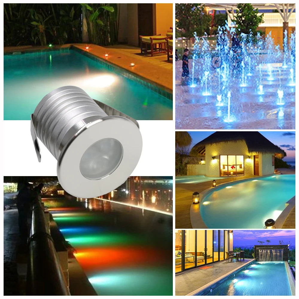 3W IP68 LED Underwater Pool Light 280lm 30° CRI 80+ DC 12-24V 35mm Cutout Stainless Steel