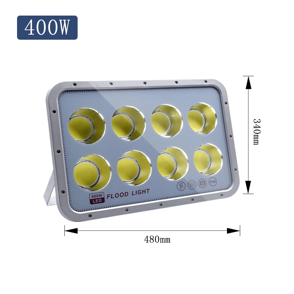 LED Flood Light 100W 200W 600W IP66 AC 110-240V Outdoor Wall Spotlight Aluminum