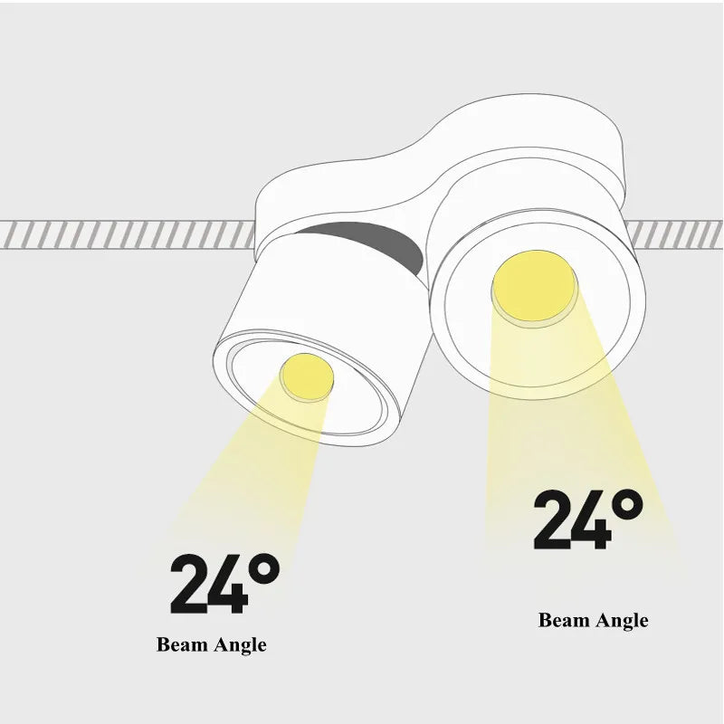 Foldable 360° Rotatable Dimmable COB LED Surface Downlight 7W-16W Double-Head to 32W Black