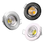 3W Mini COB LED Recessed Spotlight Dimmable Brushed Nickel Aluminum AC 85-265V Cabinet