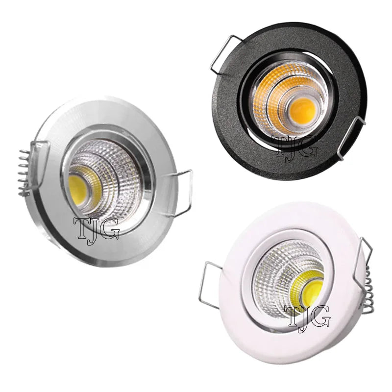 3W Mini COB LED Recessed Spotlight Dimmable Brushed Nickel Aluminum AC 85-265V Cabinet