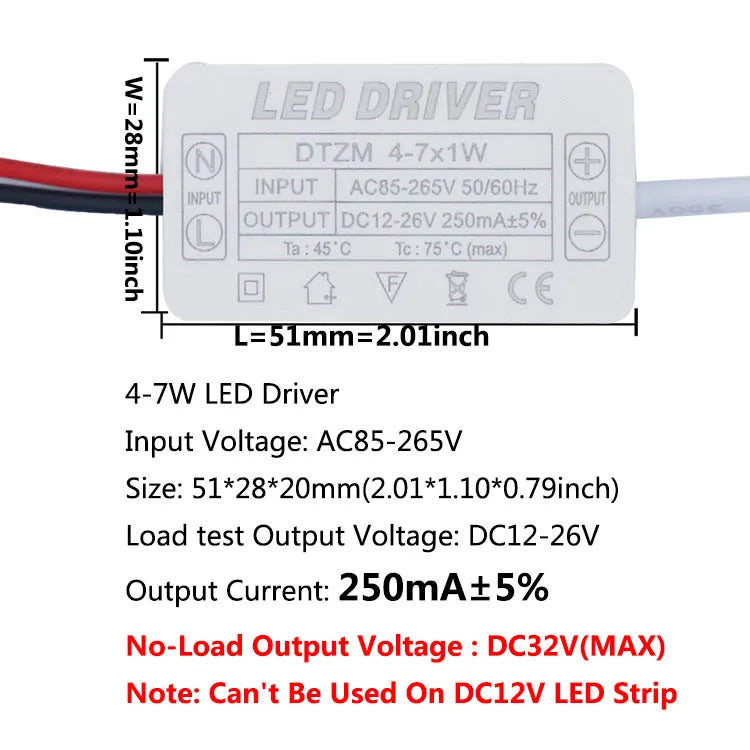 Isolated Constant Current LED Driver 280-300mA 1-3W to 25-36W AC 85-265V Aishi IC OVP