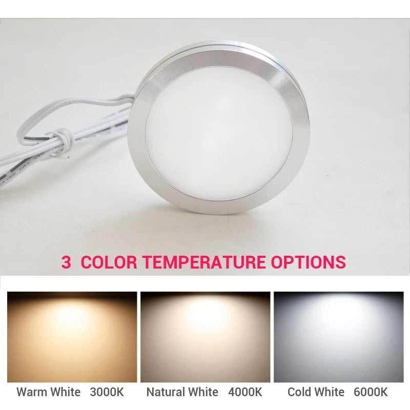 Ultra Thin 9mm LED Cabinet Spotlight DC 12V 3W 5W Aluminum Surface Mount 60mm Round Kitchen Showcase Downlight