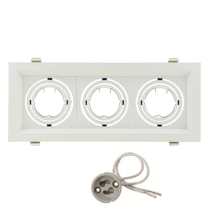 Square GU10 MR16 Recessed Downlight Frame Bracket Single Double Triple Ring Adjustable