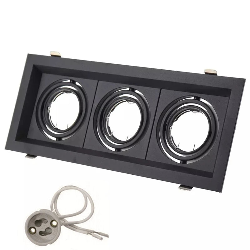 Square GU10 MR16 Recessed Downlight Frame Bracket Single Double Triple Ring Adjustable