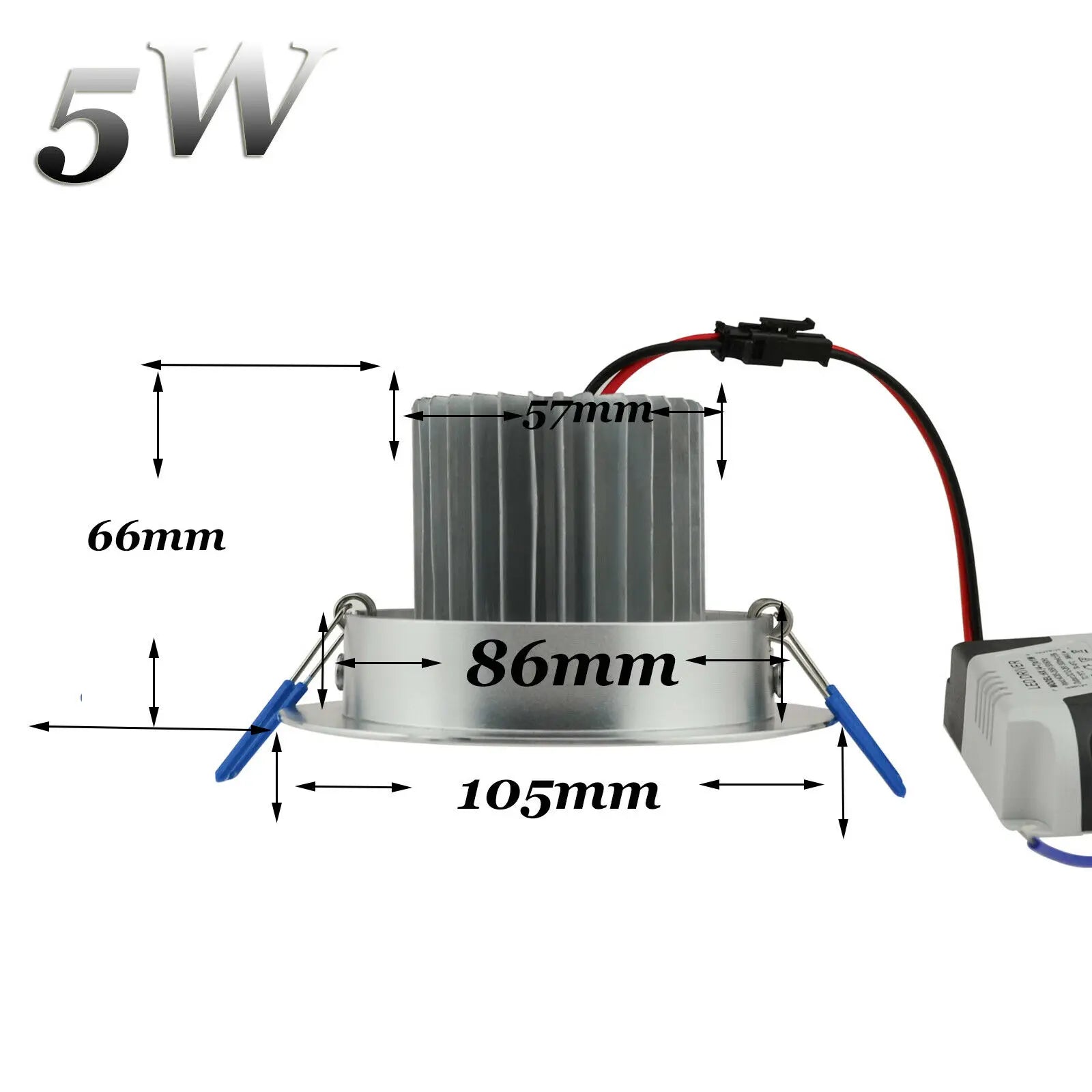 5-Pack 3W 5W LED Recessed Downlight Epistar Silver Adjustable Head AC 85-265V 3-Color