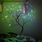 LED Mini Christmas Tree Night Light Copper Wire Adjustable Branches USB or Battery Powered Touch Switch 24.4 inch Bedroom Decor