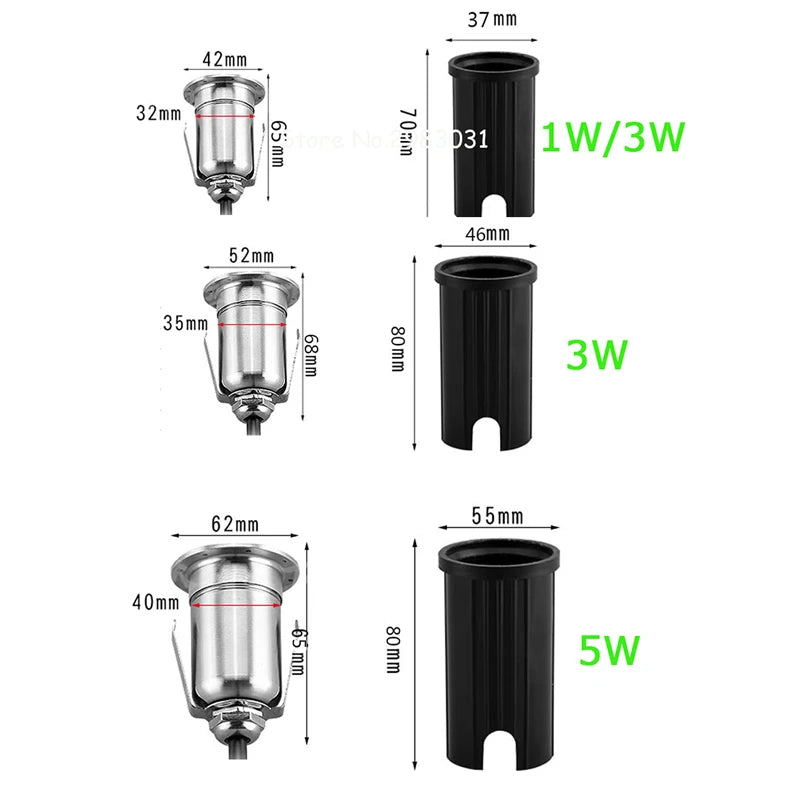 IP68 Waterproof LED Underground Light 1W 3W 5W Outdoor Buried Yard Lamp Landscape Path Floor Light