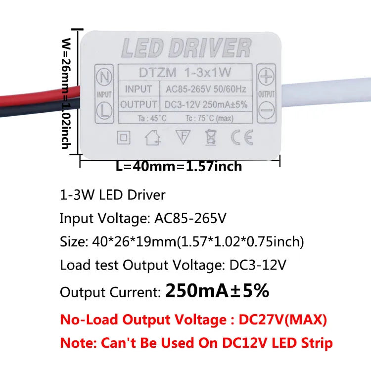 Isolated Constant Current LED Driver 280-300mA 1-3W to 25-36W AC 85-265V Aishi IC OVP