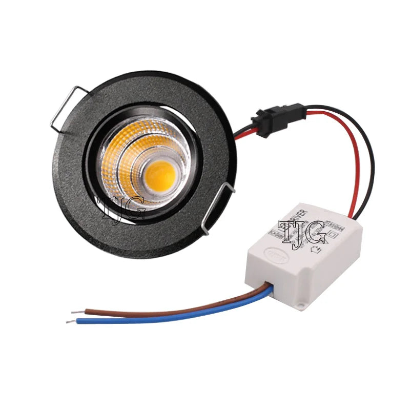 3W Mini COB LED Recessed Spotlight Dimmable Brushed Nickel Aluminum AC 85-265V Cabinet