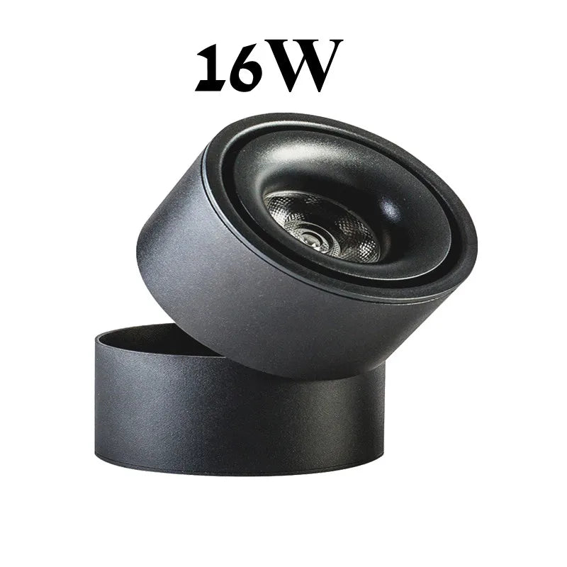 Foldable 360° Rotatable Dimmable COB LED Surface Downlight 7W-16W Double-Head to 32W Black