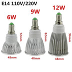 COB Epistar LED Spotlight 6W 9W 12W GU10 E27 E14 GU5.3 MR16 CRI 85+ 120° AC 85-265V
