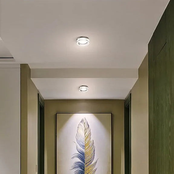 Crystal LED Recessed Downlight 5W 7W CRI 80 Aluminum Acrylic D105 x H25mm 70-90mm Cutout AC 90-260V Warm White Cool White Tricolor Silver White Gold