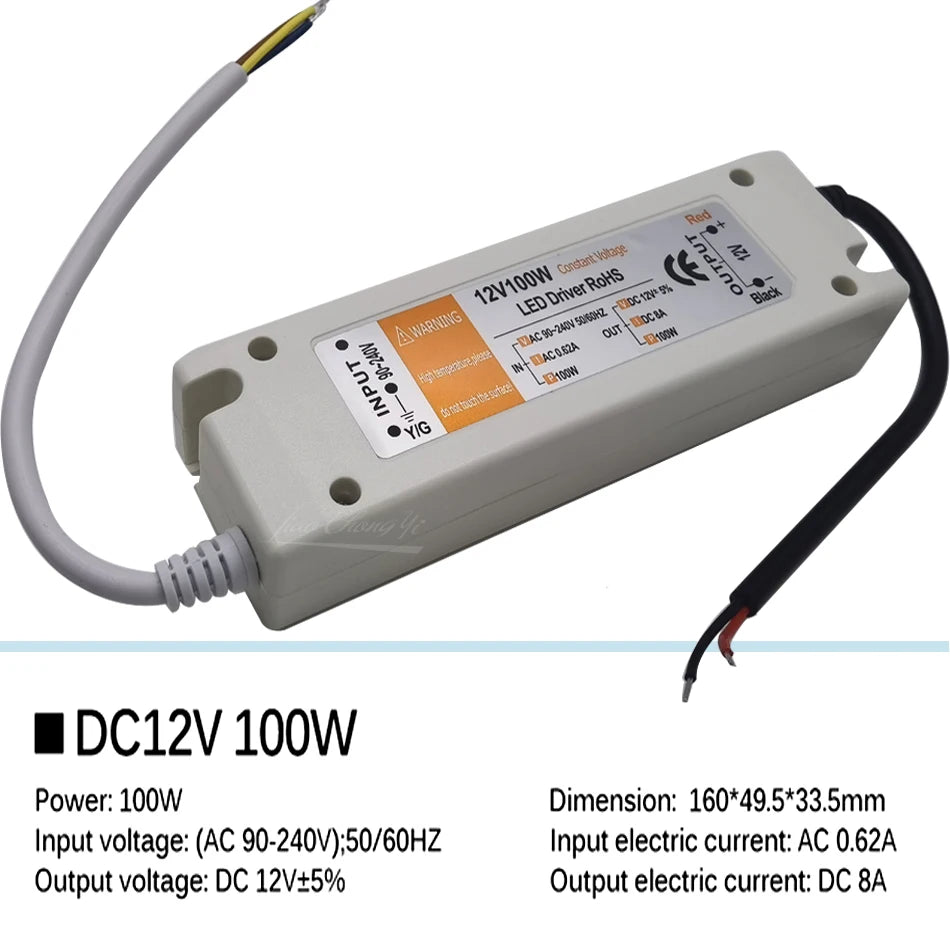 DC 5V LED Power Supply 60W 100W AC 90-240V 12A 20A Switching Adapter LED Strip Transformer
