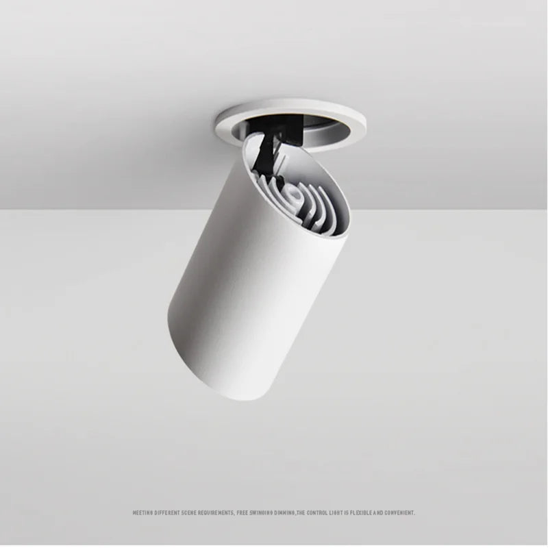 Dimmable Folding COB LED Recessed Downlight 7W 12W Frosted Aluminum PMMA Lens Knob Switch CRI 85 IP52 AC 85-265V Ceiling Spot