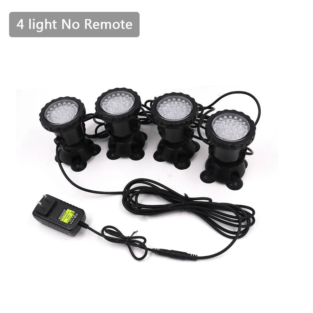 RGB LED Underwater Light 36 LEDs 4.8W IP68 7cm Suction Cup AC 100-240V Aquarium Pool Pond