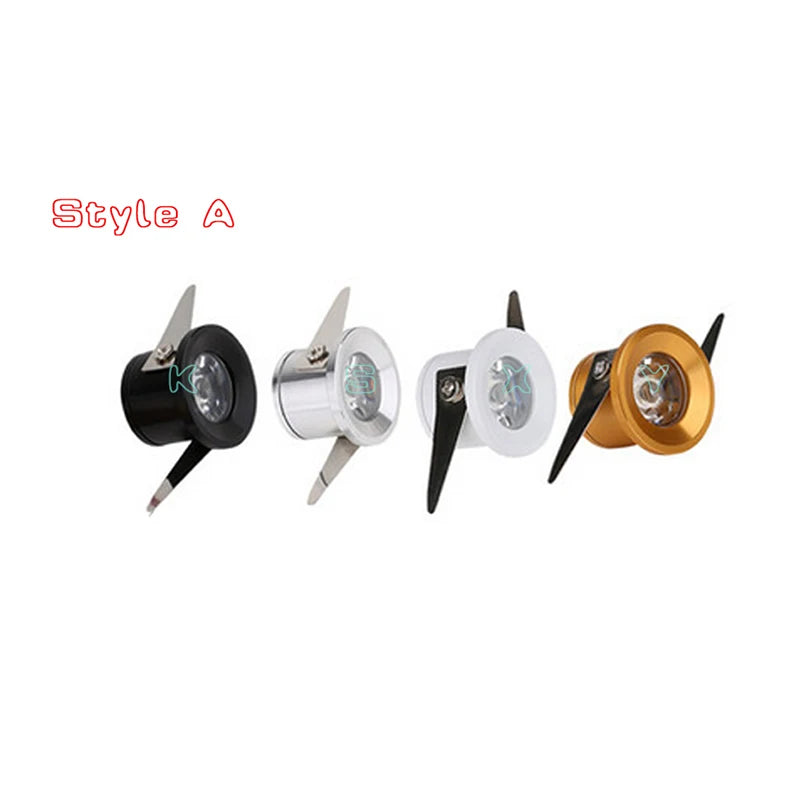 Mini LED Cabinet Spotlight 1W 3W DC 12V Warm White Natural White Cool White Red Green Blue Driver Included Surface or Recessed Mount Aluminum Black Silver