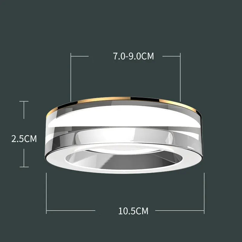 Crystal LED Recessed Downlight 5W 7W CRI 80 Aluminum Acrylic D105 x H25mm 70-90mm Cutout AC 90-260V Warm White Cool White Tricolor Silver White Gold