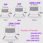 COB LED Recessed Downlight 3W 6W 10W 14W 18W Aluminum 45 Degree Dimmable AC 85-265V Warm White Cool White Foyer Living Room Bedroom