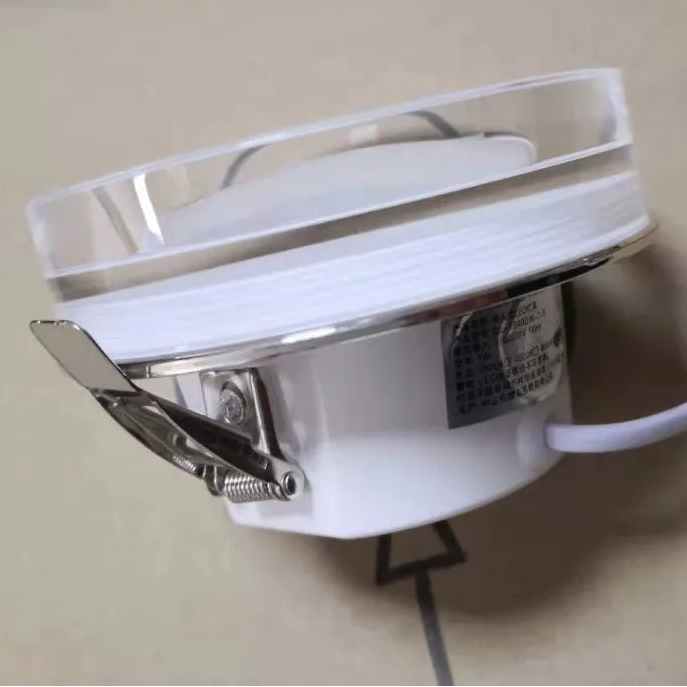 Crystal LED Recessed Downlight 5W 7W CRI 80 Aluminum Acrylic D105 x H25mm 70-90mm Cutout AC 90-260V Warm White Cool White Tricolor Silver White Gold