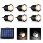 Solar LED Deck Recessed Ground Light IP67 Warm White Neutral White ABS Stainless Steel PC Built-in 2200mAh Battery 6 Pack 8 Pack