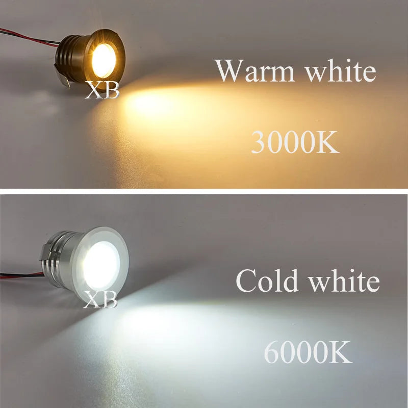 Mini LED Recessed Cabinet Spotlight 1W 3W 4000K Brushed Nickel Aluminum AC 85-265V or DC 12V Driver Included Jewelry Display Ceiling Downlight