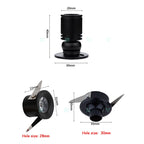 Mini LED Cabinet Spotlight 1W 3W DC 12V Warm White Natural White Cool White Red Green Blue Driver Included Surface or Recessed Mount Aluminum Black Silver