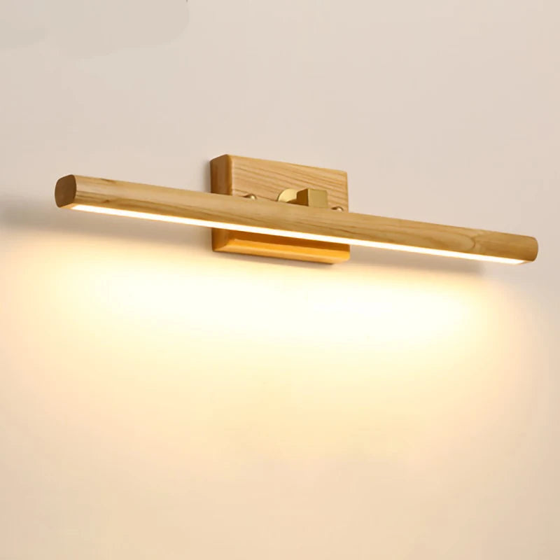 Nordic Wood LED Wall Sconce Single Head Downlight Acrylic Shade Rotatable AC 110-220V Bedroom Bathroom Vanity Mirror Corridor Yellow
