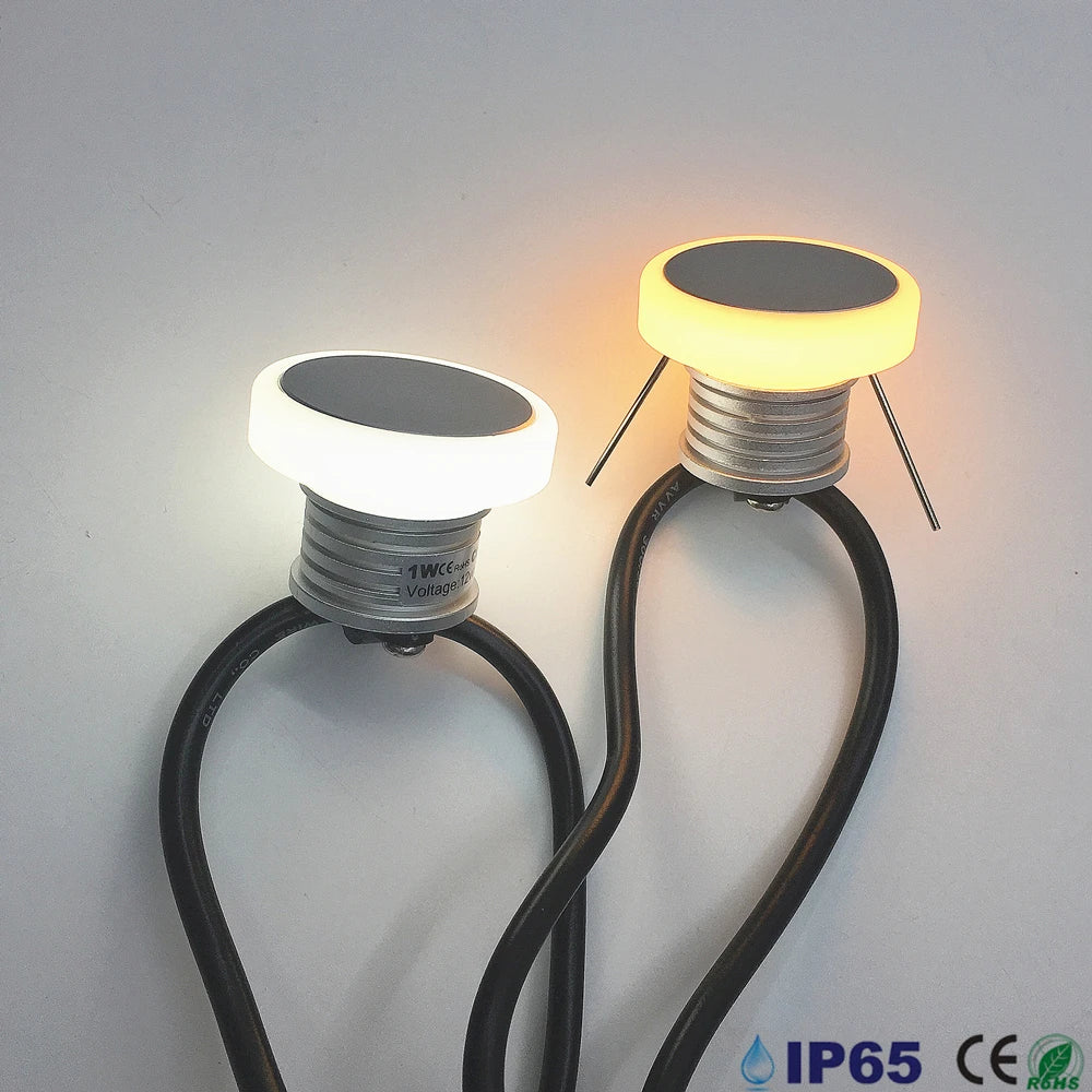 DC 12V 1W LED Recessed Stair Wall Light IP65 D35mm 25mm Cutout Dimmable Warm Neutral Cool