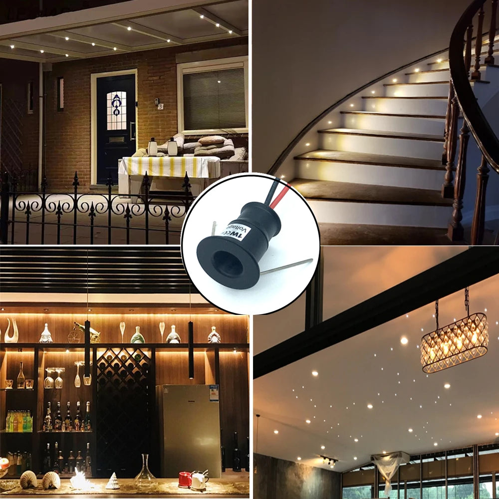 10PCS Mini Recessed LED Cabinet Downlight 12V IP65