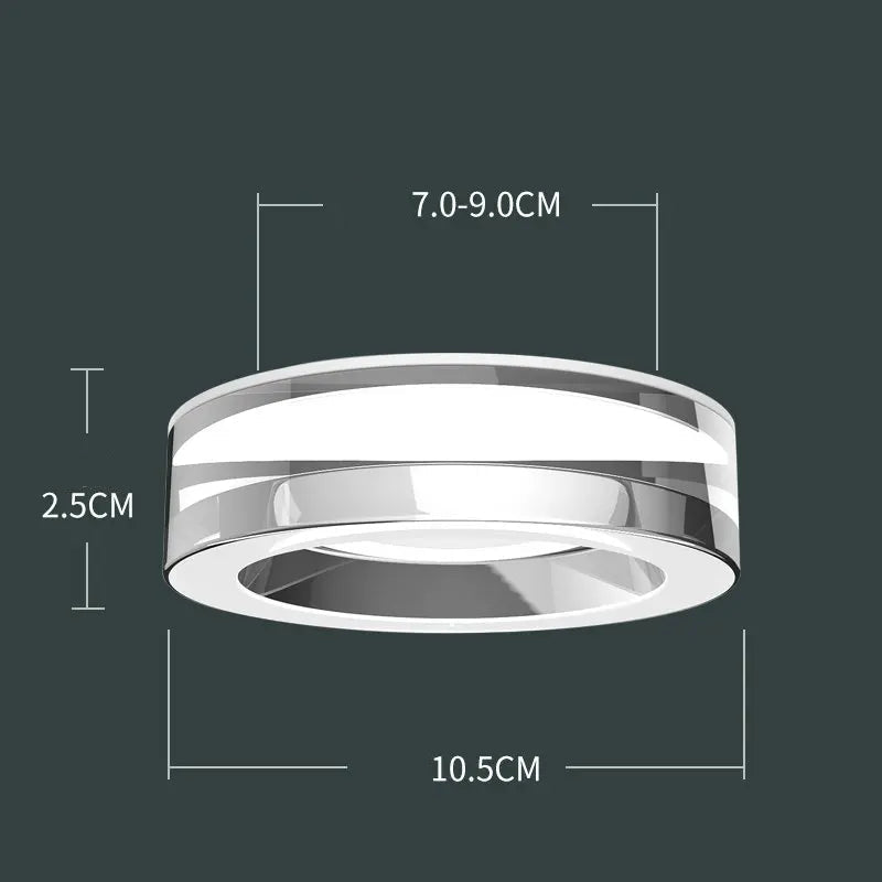 Crystal LED Recessed Downlight 5W 7W CRI 80 Aluminum Acrylic D105 x H25mm 70-90mm Cutout AC 90-260V Warm White Cool White Tricolor Silver White Gold