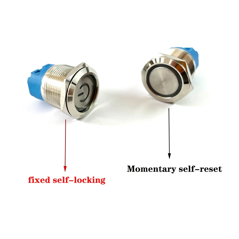 IP65 LED Metal Push Button Switch 12mm 16mm 19mm 22mm 3A Momentary Latching 5-220V 5 Colors