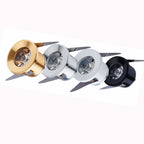 Mini LED Recessed Spotlight 1W 3W AC 85-265V 28mm Cutout 30 Degree Aluminum Brushed Nickel Black White Silver Gold Showcase Cabinet