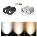 Double GU10 COB Epistar LED Surface Downlight 20W 24W CRI 85+ 25° Dimmable AC 85-265V Black