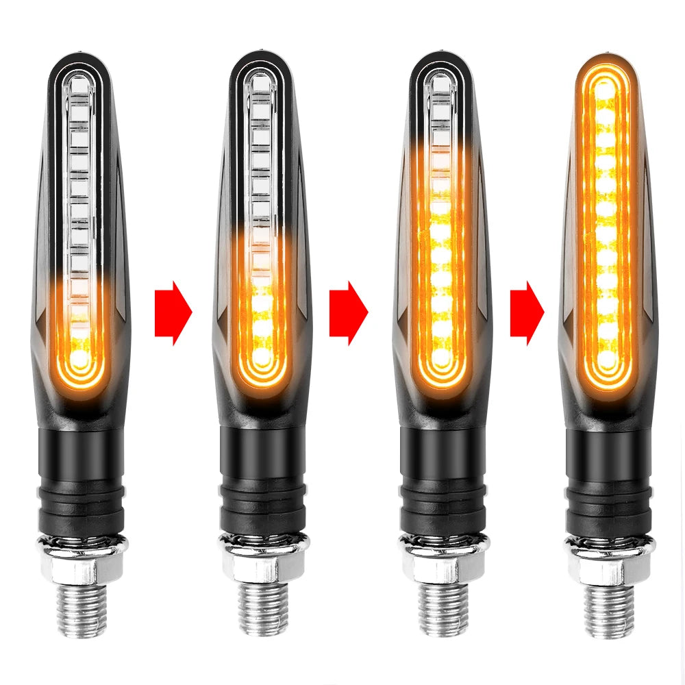 Motorcycle LED Turn Signal 335 SMD Flowing Water Effect Built-In Relay DC 12V M10 2-Pack