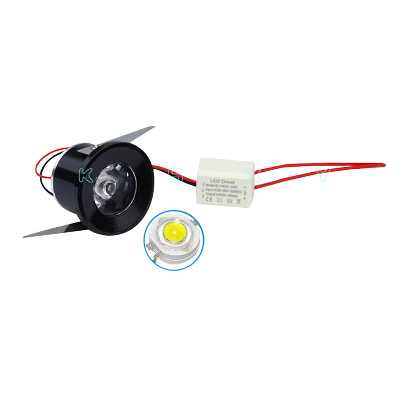 Mini LED Cabinet Spotlight 1W 3W DC 12V Warm White Natural White Cool White Red Green Blue Driver Included Surface or Recessed Mount Aluminum Black Silver