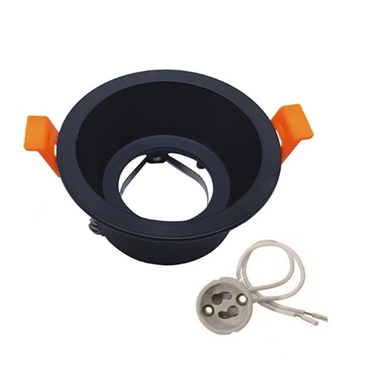 GU10 MR16 Recessed Downlight Mounting Frame Aluminum White Black Single Ring 75mm Cutout