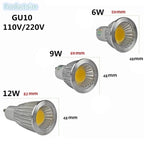 COB Epistar LED Spotlight 6W 9W 12W GU10 E27 E14 GU5.3 MR16 CRI 85+ 120° AC 85-265V