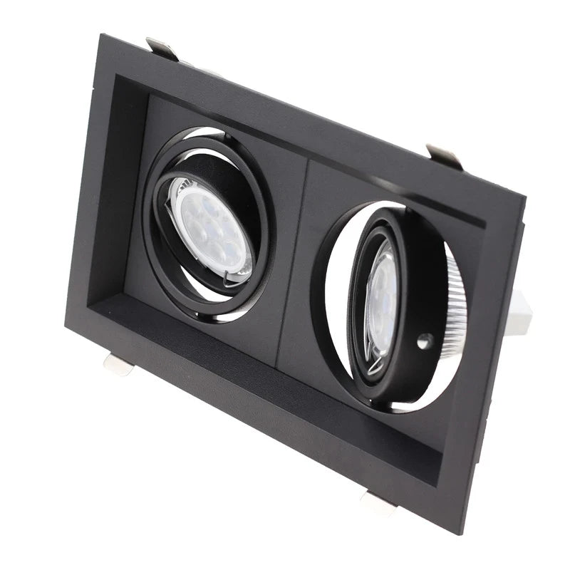 Square GU10 MR16 Recessed Downlight Frame Bracket Single Double Triple Ring Adjustable