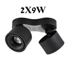 Foldable 360° Rotatable Dimmable COB LED Surface Downlight 7W-16W Double-Head to 32W Black