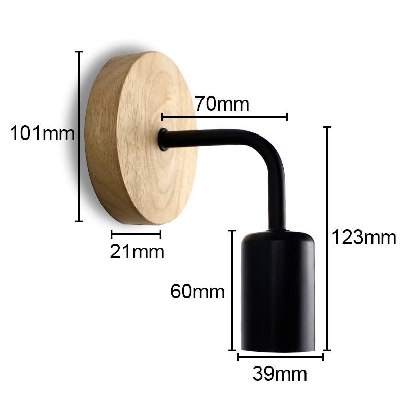 Vintage Industrial Wood Wall Lamp E26 E27 Iron Sconce Indoor Home Loft Decor Lighting