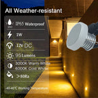 DC 12V 1W LED Recessed Stair Wall Light IP65 D35mm 25mm Cutout Dimmable Warm Neutral Cool