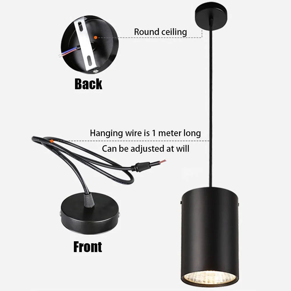 Dimmable COB LED Pendant Ceiling Light 7W 9W 12W 15W 18W 20W 24W CRI 90+ 85-265V