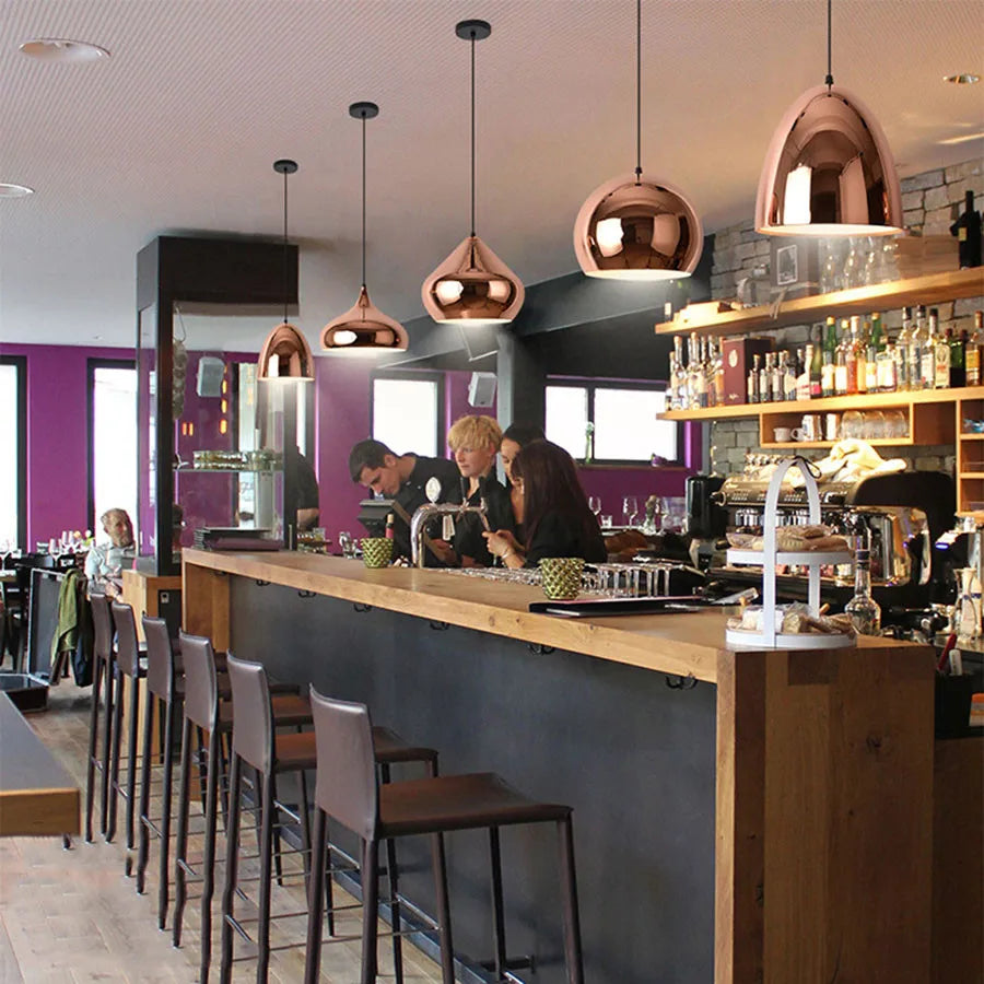 Nordic Rose Gold Globe Pendant Light Ceiling Fixture