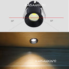 Dimmable Mini COB LED Recessed Downlight 3W 5W Knob Switch AC 90-260V Cabinet Ceiling