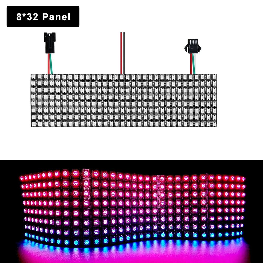 WS2812B LED Matrix Panel 8x8 8x32 16x16 DC 5V Individually Addressable SMD 5050 RGB Full Color 120 Degree IP30 Flexible PCB Pixel Display Module